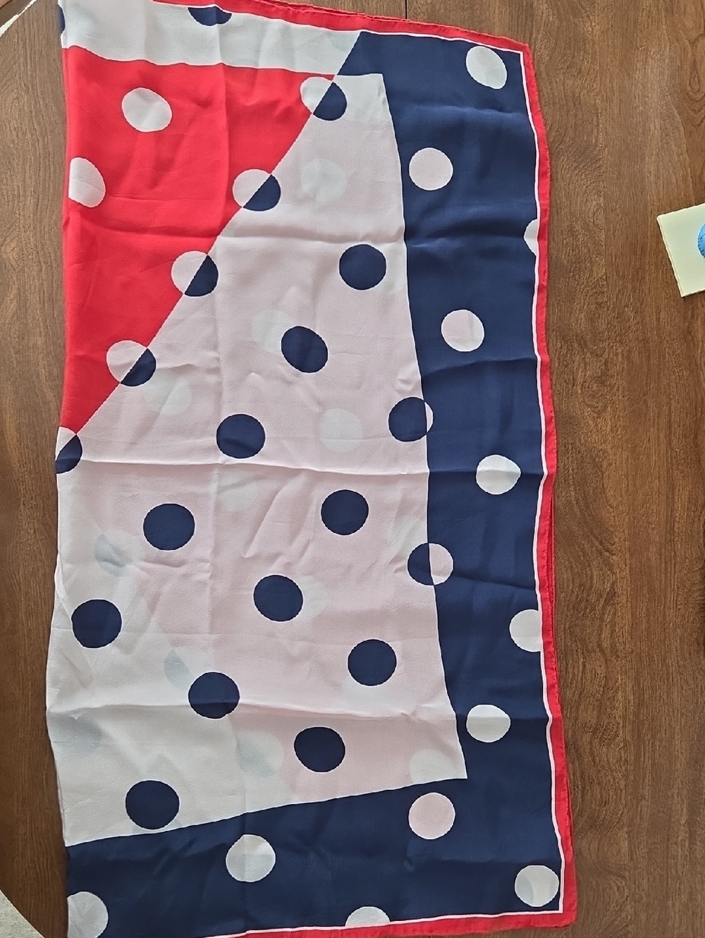 Vintage Navy Blue, Red & White Polka Dot Scarf - Casca For Magid